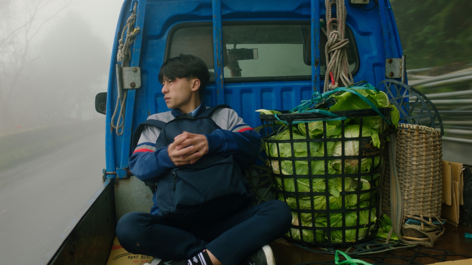 Yukan sitting at the back of a truck